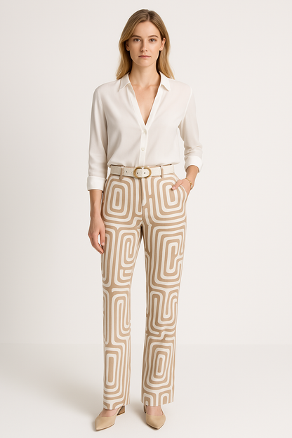 Women’s Button-Down Blouse – Cotton Blend – Loose Fit – Long Sleeve – Collared Shirt