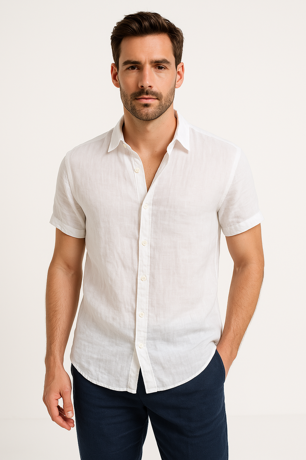Men’s Casual Shirt – Relaxed Fit – Short Sleeve – Button Down Collar