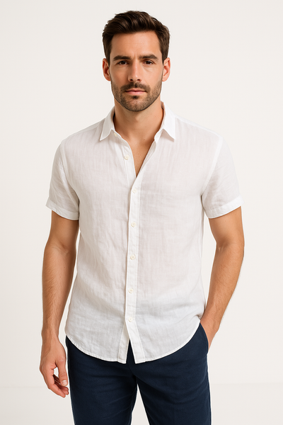 Men’s Casual Shirt – Relaxed Fit – Short Sleeve – Button Down Collar