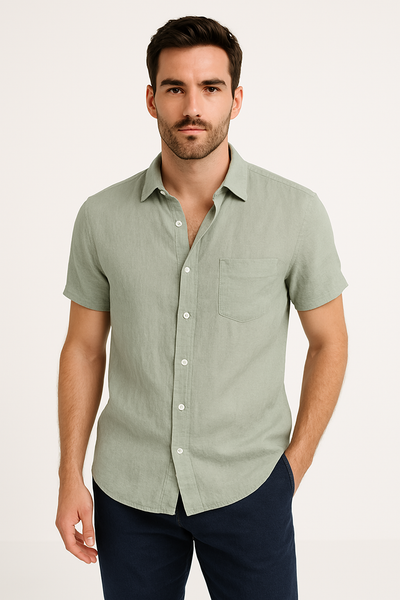 Men’s Casual Shirt – Relaxed Fit – Short Sleeve – Button Down Collar