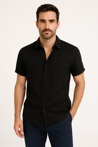 Men’s Casual Shirt – Relaxed Fit – Short Sleeve – Button Down Collar