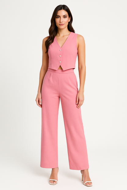 Women’s Cropped Vest – Slim Fit – V-Neck – Button Front – Tailored Waist Enhancing