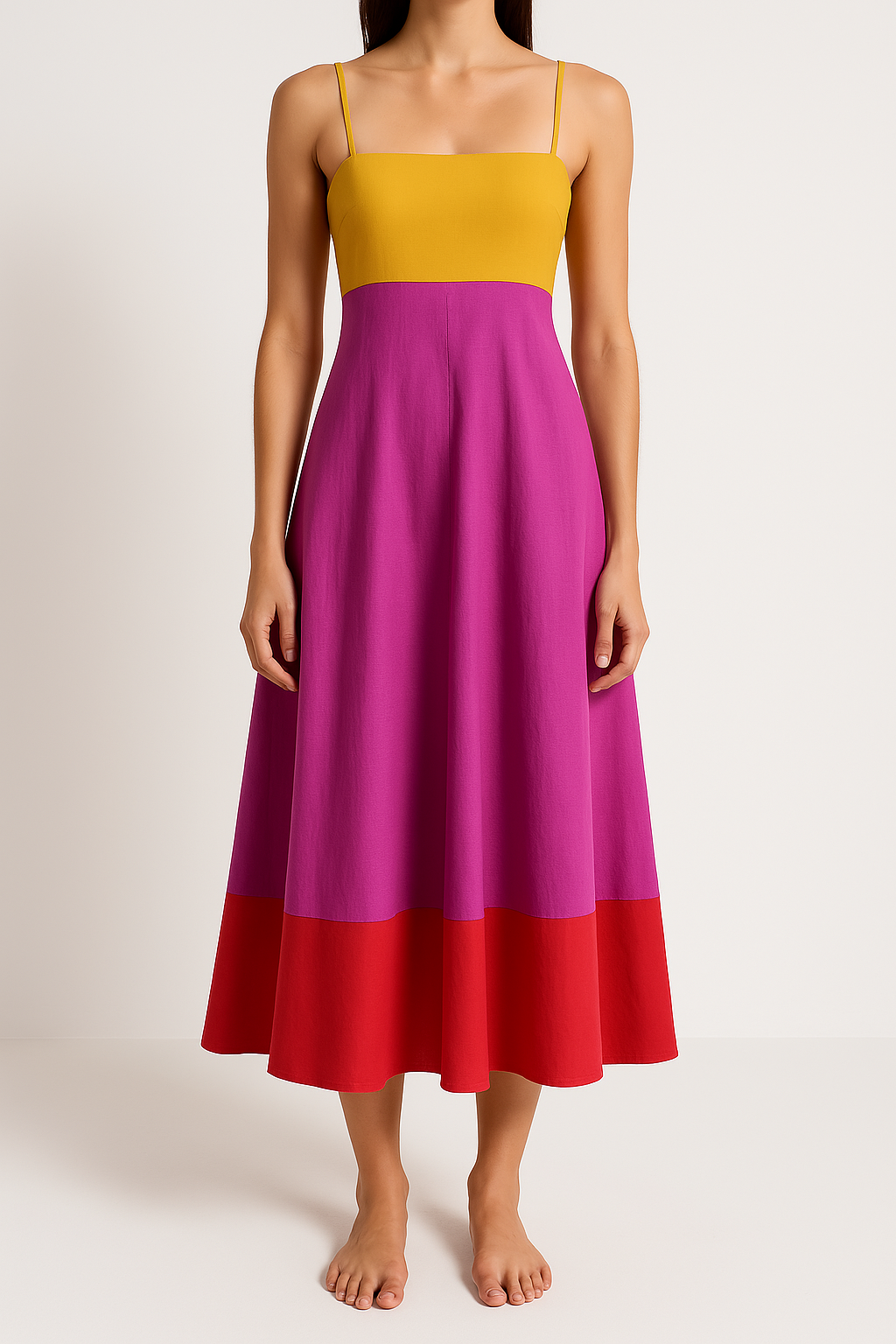 Women’s Sundress – Cotton Blend – A-Line Fit – Spaghetti Straps – Midi Length – Casual Wear