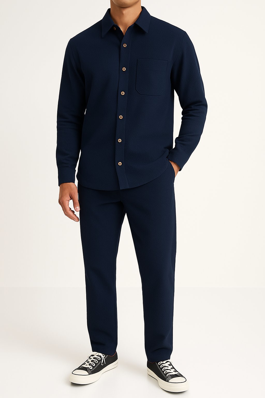 Men’s Shirt and Trousers Set – Corduroy – Relaxed Fit – Button-Up Casual Outfit