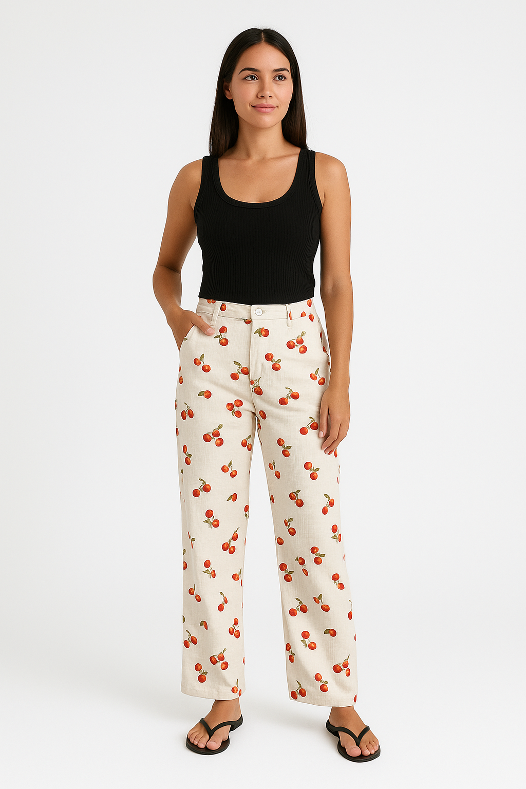 Women’s Straight Leg Trousers – Relaxed Fit – Bold Lobster Print – Breathable Blend