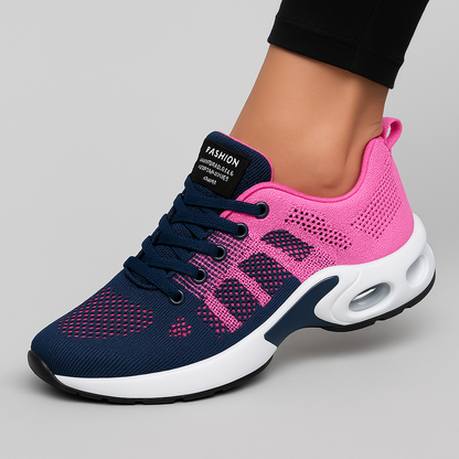 Women's Athletic Sneakers - Breathable Mesh - Cushioned Rubber Sole - Lace-Up Comfort