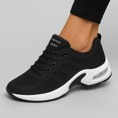 Women's Athletic Sneakers - Breathable Mesh - Cushioned Rubber Sole - Lace-Up Comfort