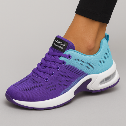Women's Athletic Sneakers - Breathable Mesh - Cushioned Rubber Sole - Lace-Up Comfort