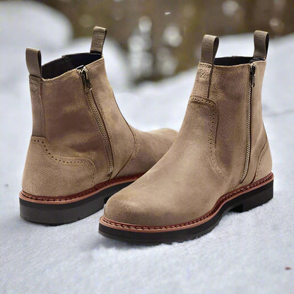 Men’s Chelsea Boots – Snug Fit – Suede-Like Texture – Elastic Sides – Rubber Sole