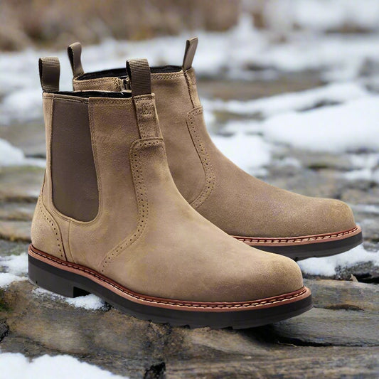 Men’s Chelsea Boots – Snug Fit – Suede-Like Texture – Elastic Sides – Rubber Sole