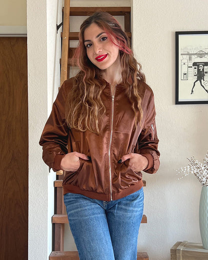 Women’s Bomber Jacket – Relaxed Fit – Breathable Blend – Zip Front – Ribbed Trim