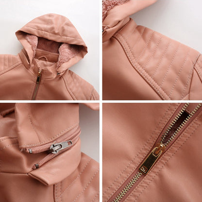 Jacket with detachable hood for women