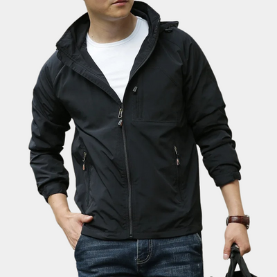 Men’s Jacket – Slim Fit – Water-Resistant – Stand Collar – Zipper Pockets