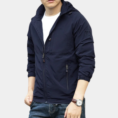 Men’s Jacket – Slim Fit – Water-Resistant – Stand Collar – Zipper Pockets