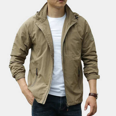 Men’s Jacket – Slim Fit – Water-Resistant – Stand Collar – Zipper Pockets