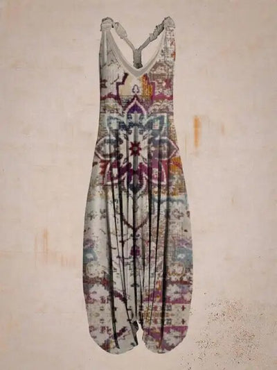 Women's Bohemian Jumpsuit - Halter Neck - Loose Fit - Harem Style - Full Length