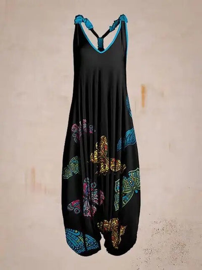 Women's Bohemian Jumpsuit - Halter Neck - Loose Fit - Harem Style - Full Length