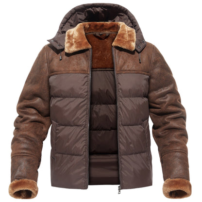 Stylish men's jacket with faux fur hood