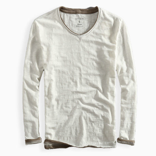 Men’s Long Sleeve Shirt – Breathable material – Classic Fit – V-Neck Casual Everyday Wear