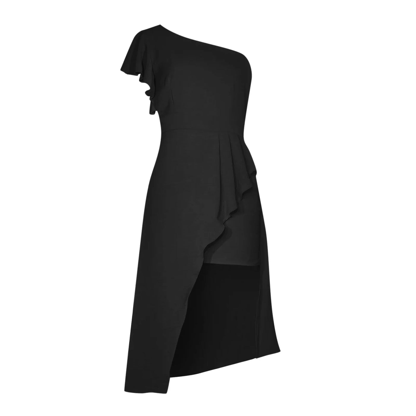 Women’s One-Shoulder Midi Dress – Asymmetrical High-Low Hem – Elegant Formal Wear