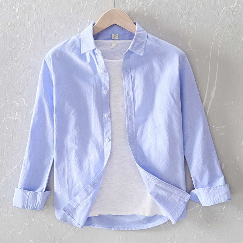 Men’s Button-Up Shirt - Relaxed Fit - Long Sleeve Casual Wear