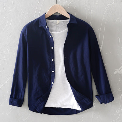 Men’s Button-Up Shirt - Relaxed Fit - Long Sleeve Casual Wear
