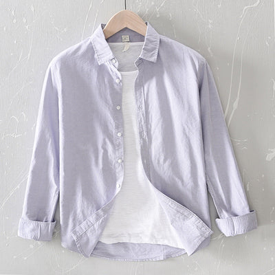 Men’s Button-Up Shirt - Relaxed Fit - Long Sleeve Casual Wear