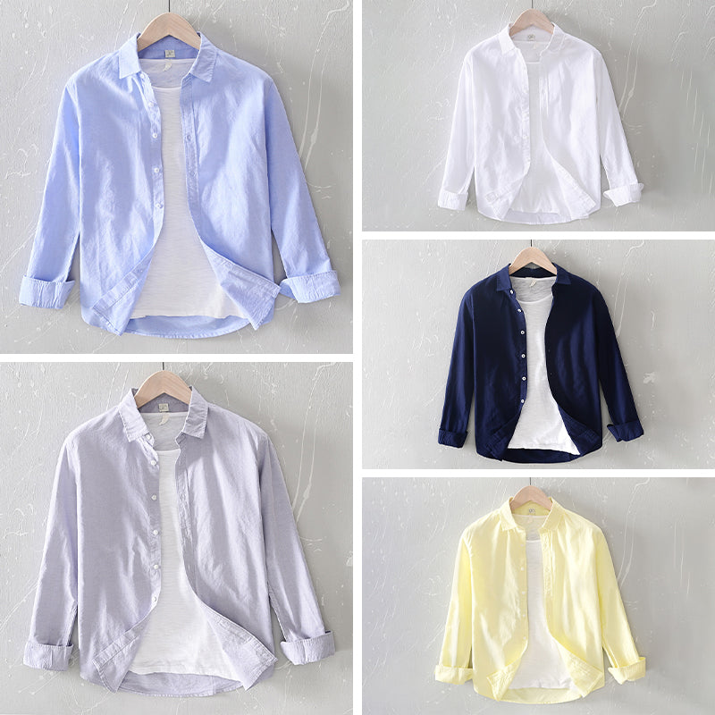 Men’s Button-Up Shirt - Relaxed Fit - Long Sleeve Casual Wear