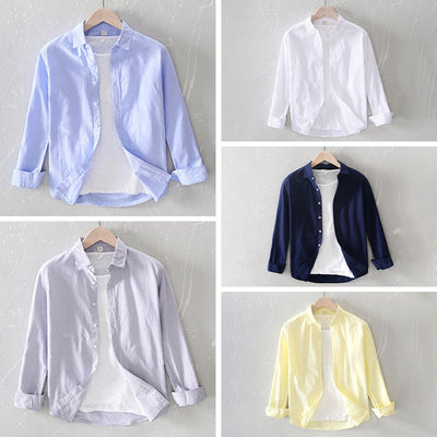 Men’s Button-Up Shirt - Relaxed Fit - Long Sleeve Casual Wear