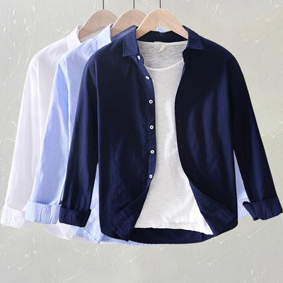 Men’s Button-Up Shirt - Relaxed Fit - Long Sleeve Casual Wear