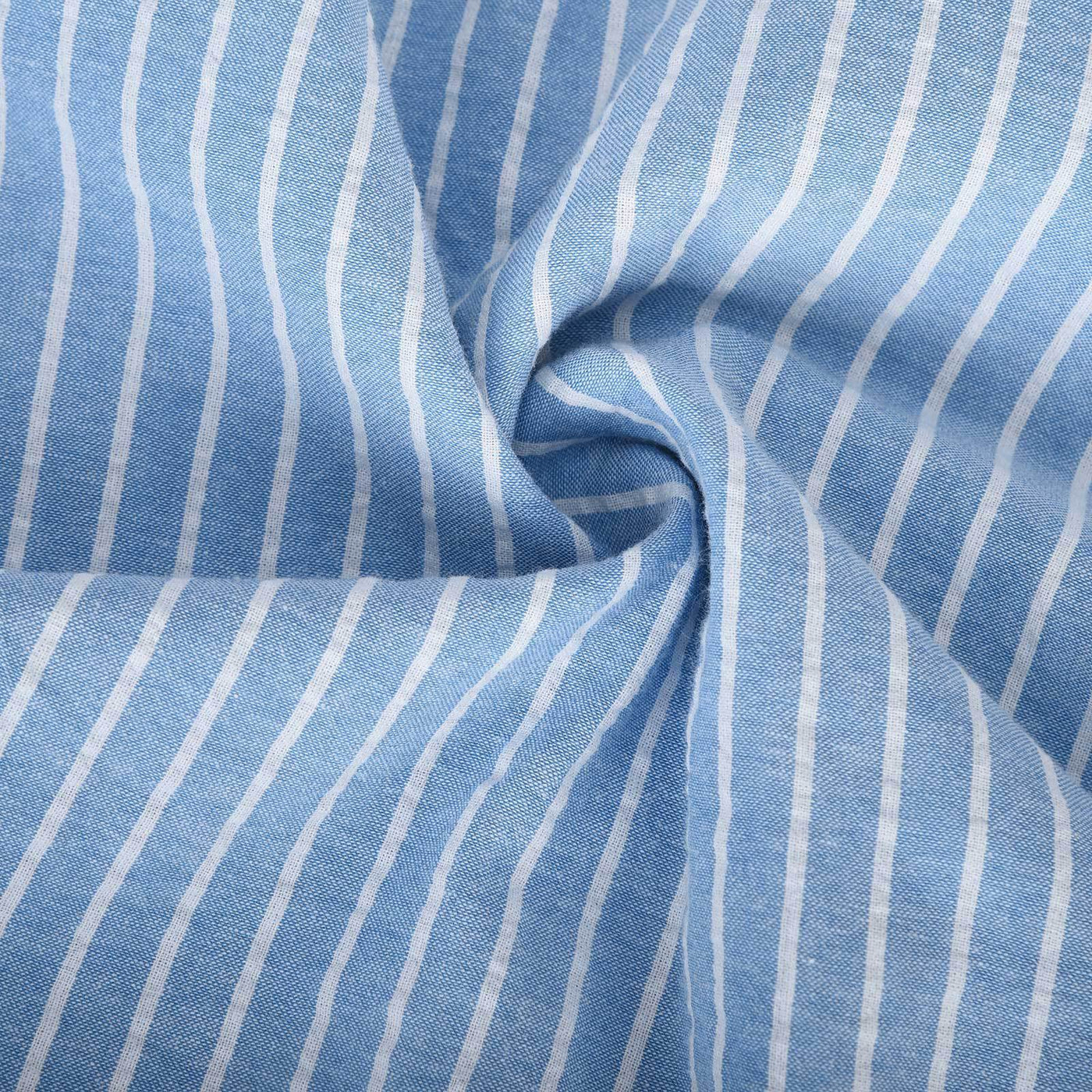 Men's Short-Sleeve Button-Up Shirt - Classic Collar - Relaxed Fit - Striped Pattern