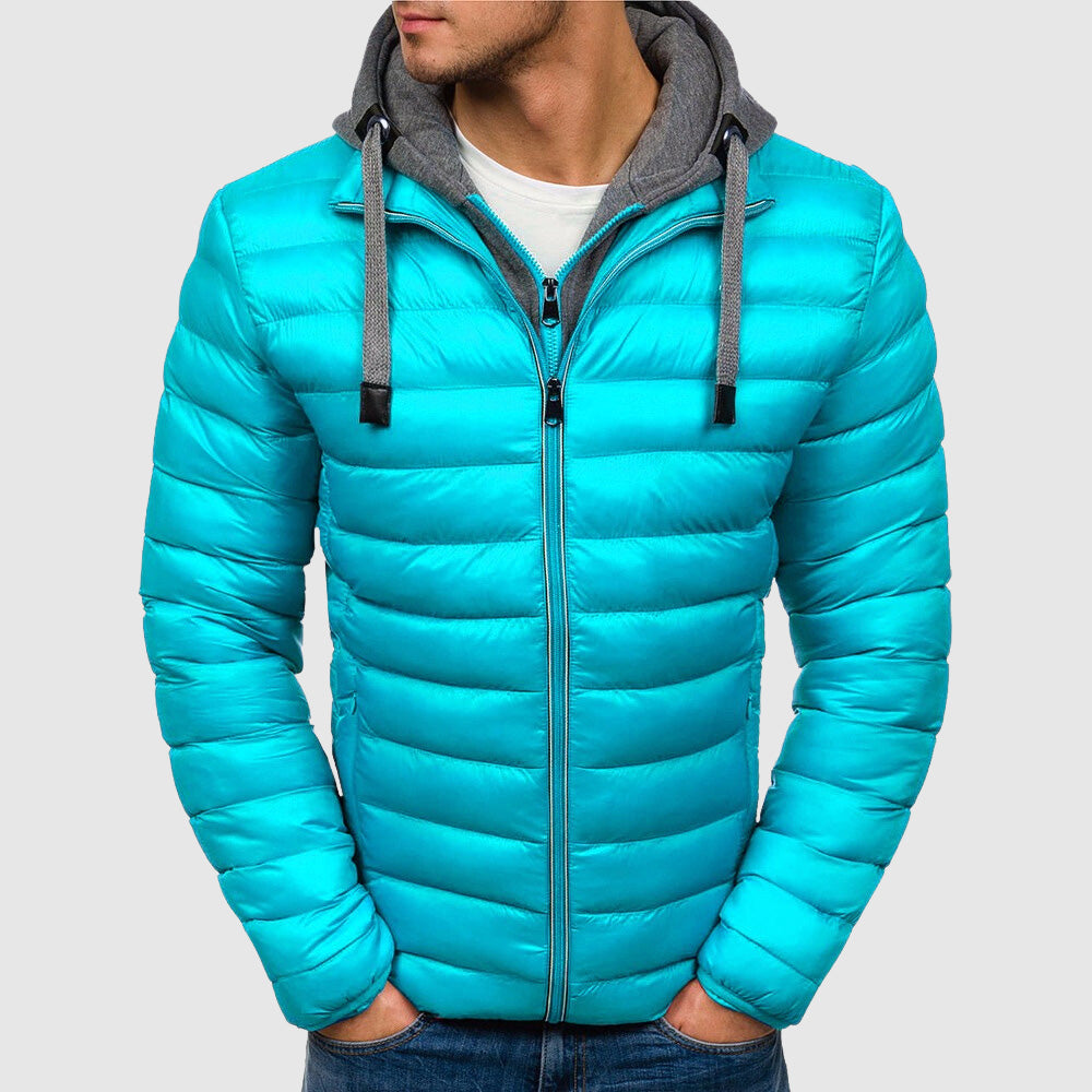 Men's stylish quilted jacket with hood