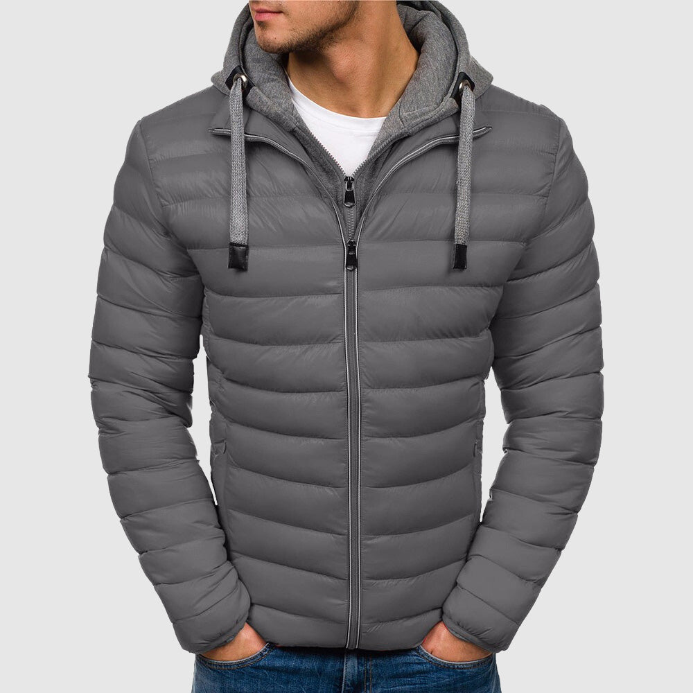 Men's stylish quilted jacket with hood