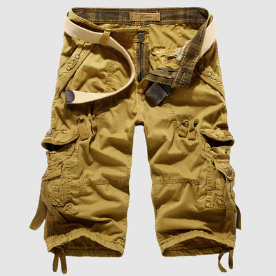 Men's Cargo Shorts - Knee-Length - Multiple Pockets - Breathable - Belted Fit