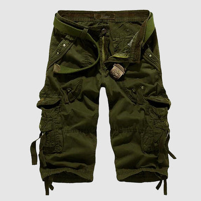 Men's Cargo Shorts - Knee-Length - Multiple Pockets - Breathable - Belted Fit