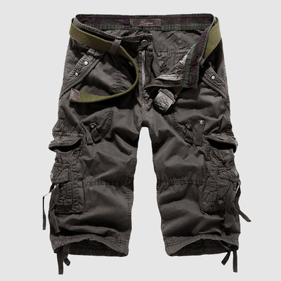 Men's Cargo Shorts - Knee-Length - Multiple Pockets - Breathable - Belted Fit