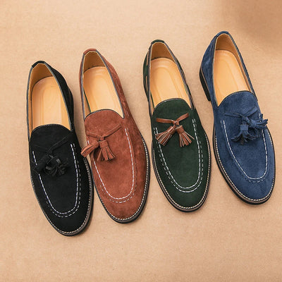 Men’s Suede Loafers – Tassel Detail – Classic Fit – Rounded Toe – Smart Casual Style