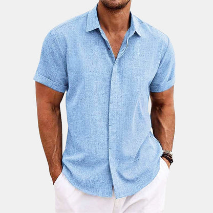 Men's short sleeve shirt wrap collar