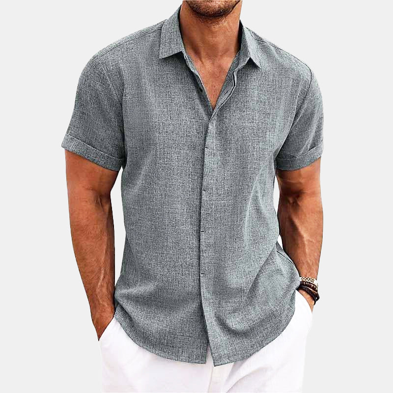 Men's short sleeve shirt wrap collar