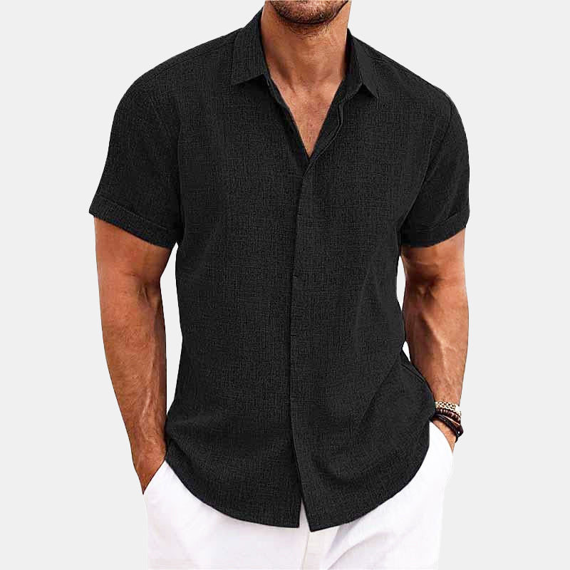 Men's short sleeve shirt wrap collar