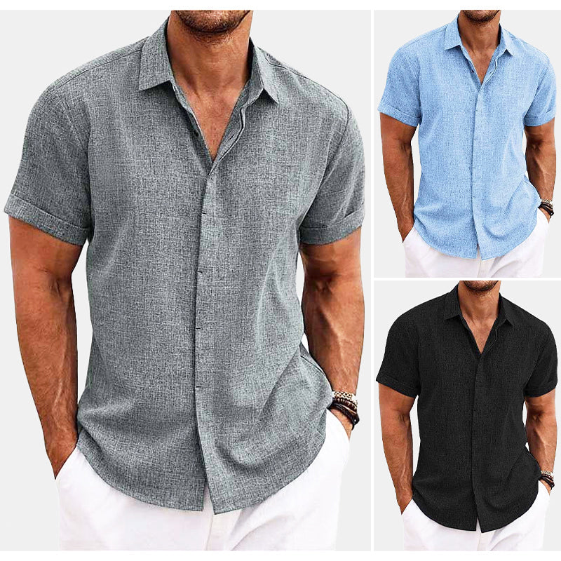 Men’s Short-Sleeve Shirt – Relaxed Fit – Button-Up Spread Collar – Breathable Fabric