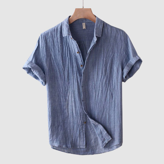 Men's casual short-arm shirt with slap collar