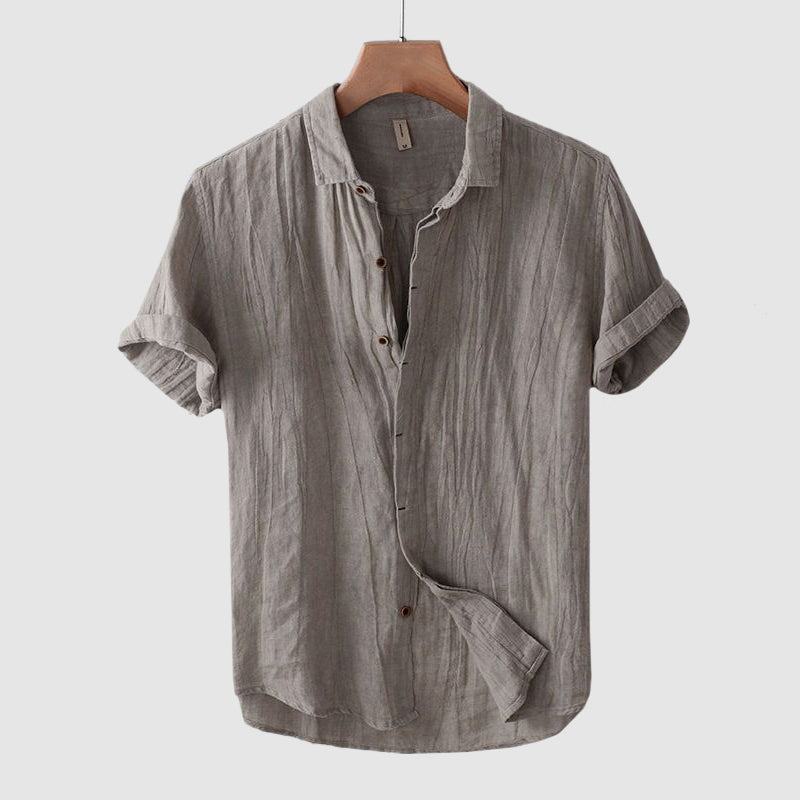 Men's casual short-arm shirt with slap collar