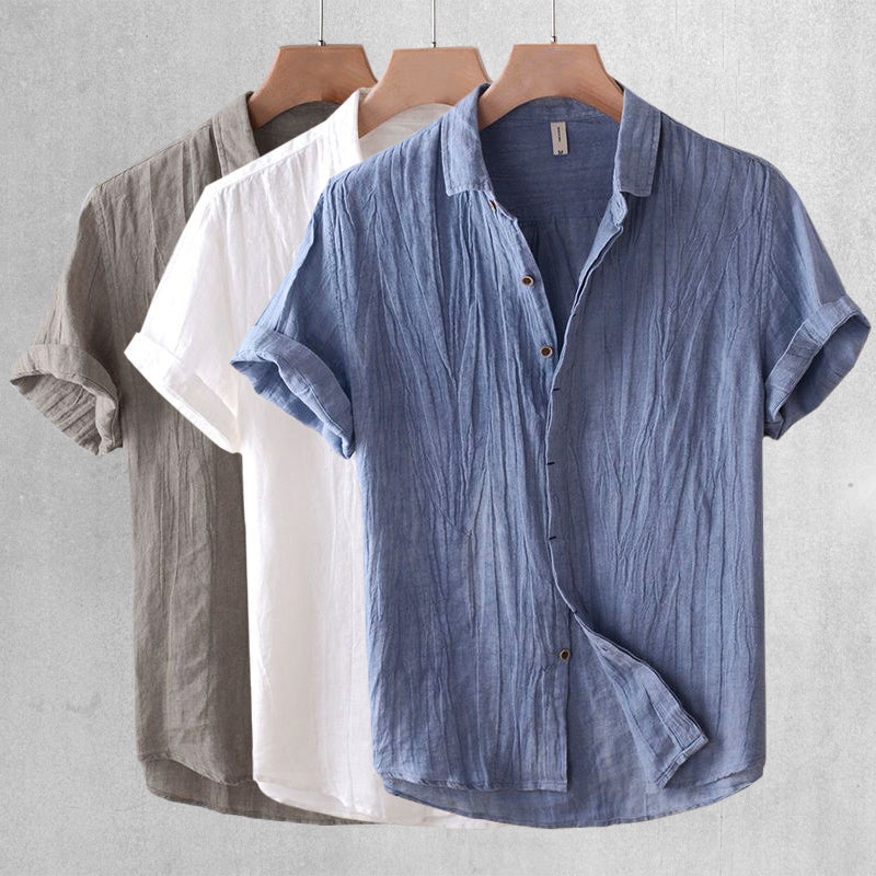 Men's casual short-arm shirt with slap collar