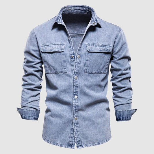 Men's trendy denim shirt with chest pockets