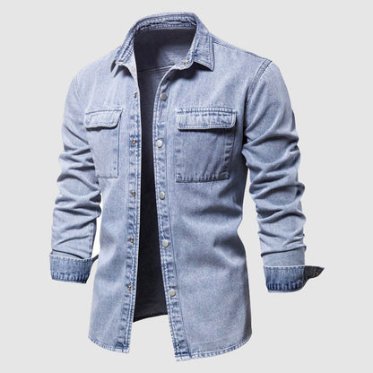 Men's trendy denim shirt with chest pockets