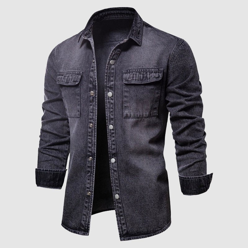 Men's trendy denim shirt with chest pockets