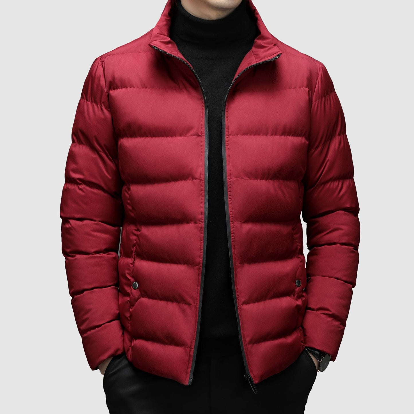 Men's long sleeve high collar business down jacket