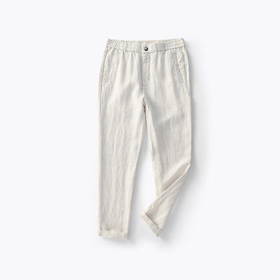Men’s Linen Blend Pants - Relaxed Fit - Elastic Waistband with Drawstring - Breathable