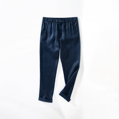 Men’s Linen Blend Pants - Relaxed Fit - Elastic Waistband with Drawstring - Breathable